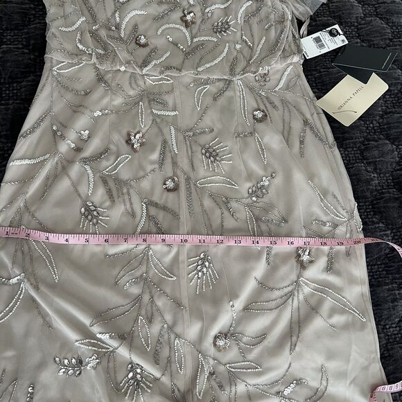 Adrianna Papel One Shoulder Beaded Formal Gown Biscotti New With Tags size 12 - Picture 11 of 14